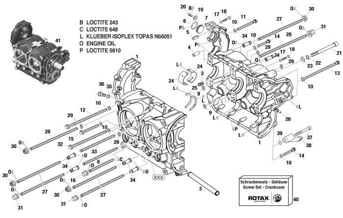 CRANKCASE (from crankcase S/N: 06.0010 up to 14.2384) For ROTAX 914UL