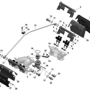 FUEL INJECTOR, FUEL RAIL, PRESSURE REGULATOR, FUEL RAIL COVER For ROTAX 912IS