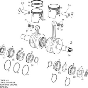 CRANKSHAFT, BEARINGS, PISTON For ROTAX 582UL