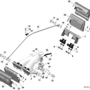 FUEL INJECTOR, FUEL RAIL, PRESSURE REGULATOR, FUEL RAIL COVER For ROTAX 915IS