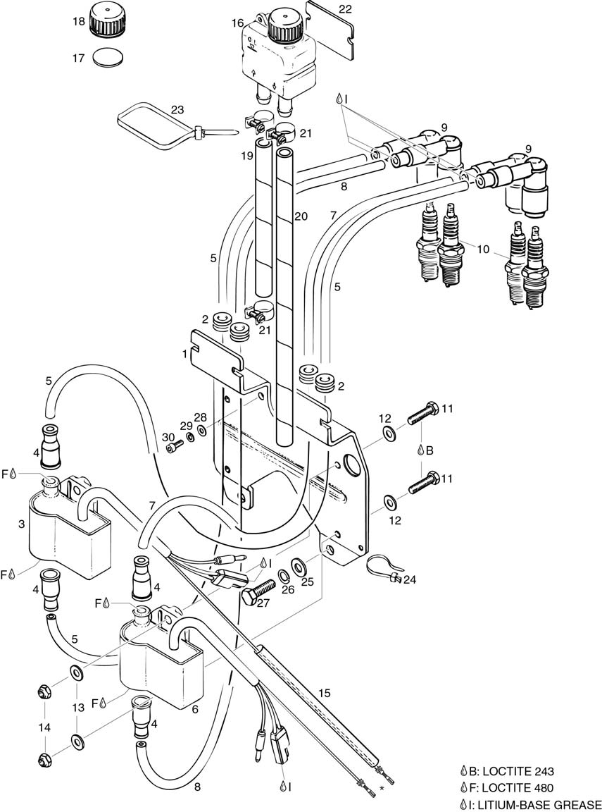 OIL TANK, IGNITION COILS, SUPPORT PLATE For ROTAX 582UL