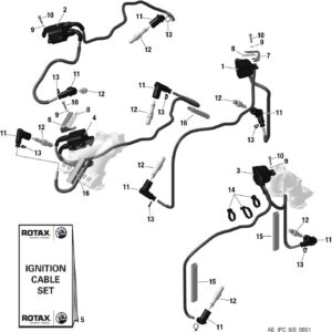 IGNITION COILS, IGNITION CABLE, SPARK PLUG CONNECTOR, SPARK PLUG For ROTAX 916IS