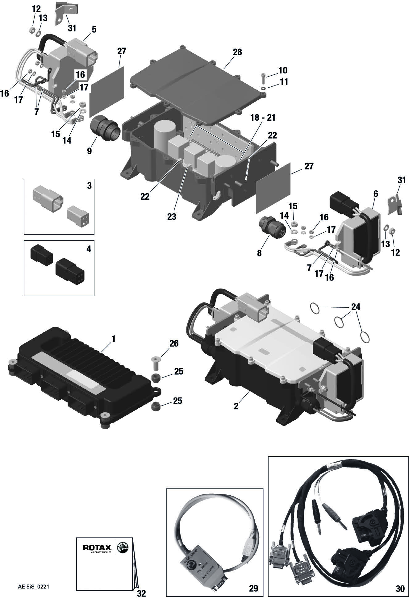 ENGINE CONTROL UNIT, FUSE BOX, REGULATOR For ROTAX 915IS